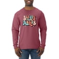 thumbnail image 1 of Wild Bobby Beauty From Ashes Groovy Font With Stars Vintage Men Long Sleeve Shirt, Vintage Heather Red, Large, 1 of 6