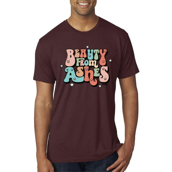 Wild Bobby Beauty From Ashes Groovy Font With Stars Vintage Men Premium Tri Blend Tee, Cardinal, Medium
