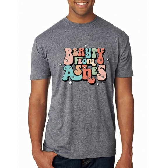 Wild Bobby Beauty From Ashes Groovy Font With Stars Vintage Men Premium Tri Blend Tee, Premium Heather, Large