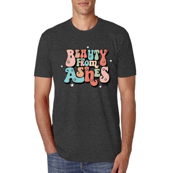 Wild Bobby Beauty From Ashes Groovy Font With Stars Vintage Men Premium Tri Blend Tee, Vintage Black, Small