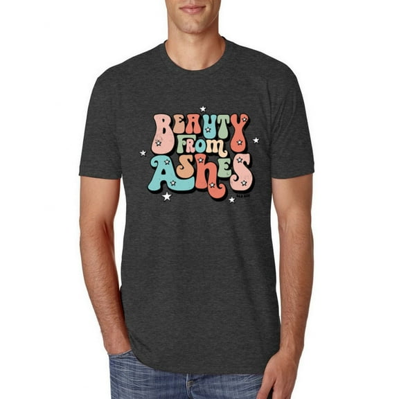 Wild Bobby Beauty From Ashes Groovy Font With Stars Vintage Men Premium Tri Blend Tee, Vintage Black, Small