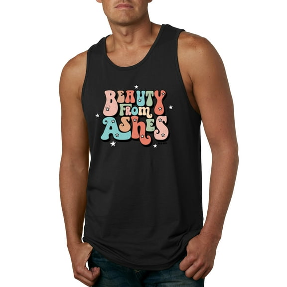 Wild Bobby Beauty From Ashes Groovy Font With Stars Vintage Men Tank Top, Black, Small
