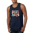 thumbnail image 1 of Wild Bobby Beauty From Ashes Groovy Font With Stars Vintage Men Tank Top, Navy, Small, 1 of 6