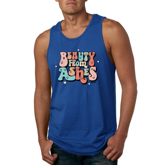 Wild Bobby Beauty From Ashes Groovy Font With Stars Vintage Men Tank Top, Royal, Small