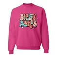 thumbnail image 1 of Wild Bobby Beauty From Ashes Groovy Font With Stars Vintage Unisex Crewneck Sweatshirt, Fuschia, XX-Large, 1 of 6