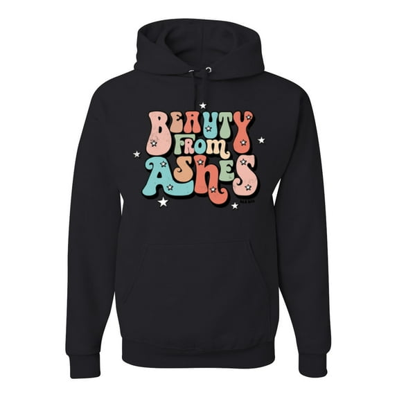 Wild Bobby Beauty From Ashes Groovy Font With Stars Vintage Unisex Hoodie Sweatshirt, Black, Small