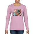 thumbnail image 1 of Wild Bobby Beauty From Ashes Groovy Font With Stars Vintage Women Graphic Long Sleeve Tee, Light Pink, X-Large, 1 of 6