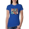 thumbnail image 1 of Wild Bobby Beauty From Ashes Groovy Font With Stars Vintage Women Slim Fit Junior Tee, Royal, Small, 1 of 6