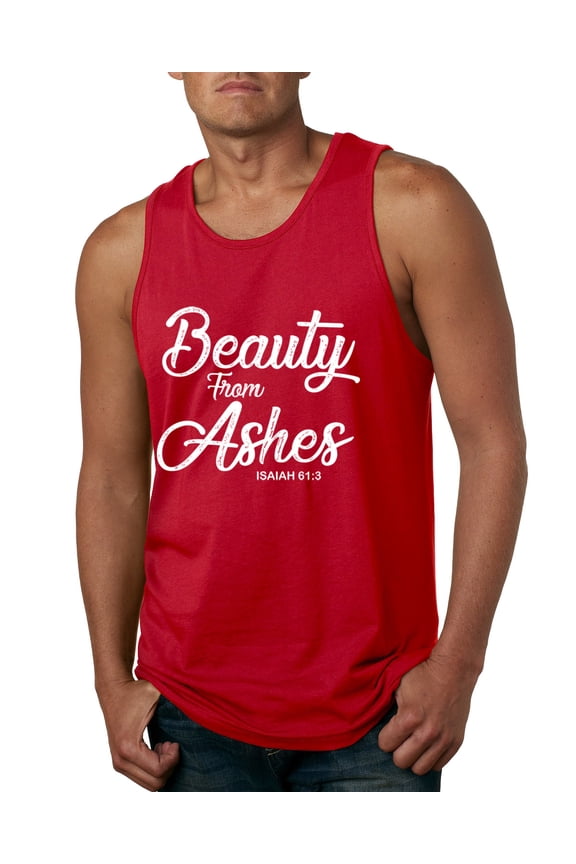 Beauty From Ashes Isaiah 61:3 Inspirational/Christian Men Graphic Tank Top, Red, Large