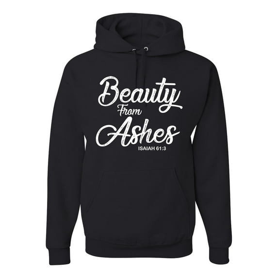 Wild Bobby Beauty From Ashes Isaiah 61:3 Inspirational/Christian Unisex Graphic Hoodie Sweatshirt, Black, Small