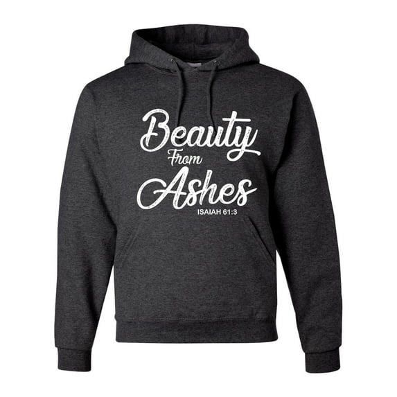 Wild Bobby Beauty From Ashes Isaiah 61:3 Inspirational/Christian Unisex Graphic Hoodie Sweatshirt, Heather Black, 3X-Large