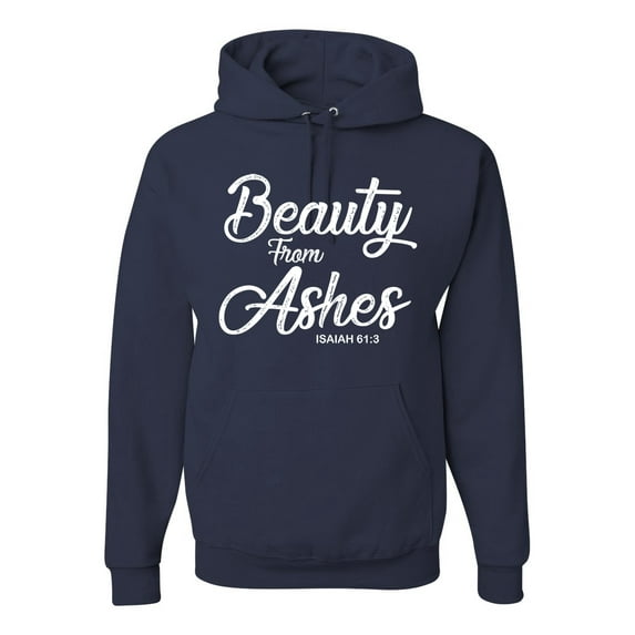 Wild Bobby Beauty From Ashes Isaiah 61:3 Inspirational/Christian Unisex Graphic Hoodie Sweatshirt, Navy, Small