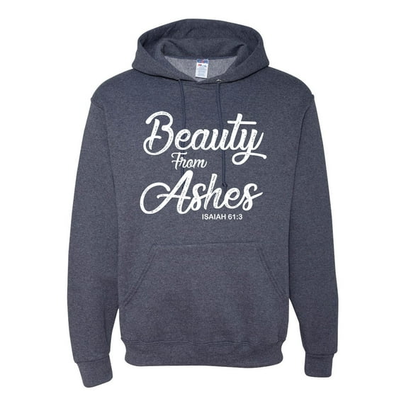 Wild Bobby Beauty From Ashes Isaiah 61:3 Inspirational/Christian Unisex Graphic Hoodie Sweatshirt, Vintage Heather Navy, Large