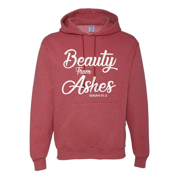 Wild Bobby Beauty From Ashes Isaiah 61:3 Inspirational/Christian Unisex Graphic Hoodie Sweatshirt, Vintage Heather Red, X-Large