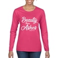 thumbnail image 1 of Wild Bobby Beauty From Ashes Isaiah 61:3 Inspirational/Christian Women Graphic Long Sleeve Tee, Fuschia, Large, 1 of 5