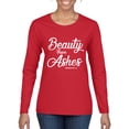 thumbnail image 1 of Wild Bobby Beauty From Ashes Isaiah 61:3 Inspirational/Christian Women Graphic Long Sleeve Tee, Red, X-Large, 1 of 5