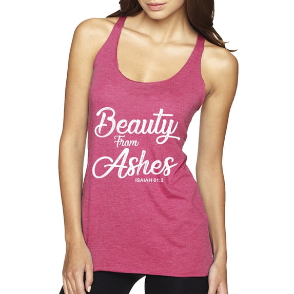 Wild Bobby Beauty From Ashes Isaiah 61:3 Inspirational/Christian Women Tri-Blend Racerback Tank Top, Vintage Pink, X-Large