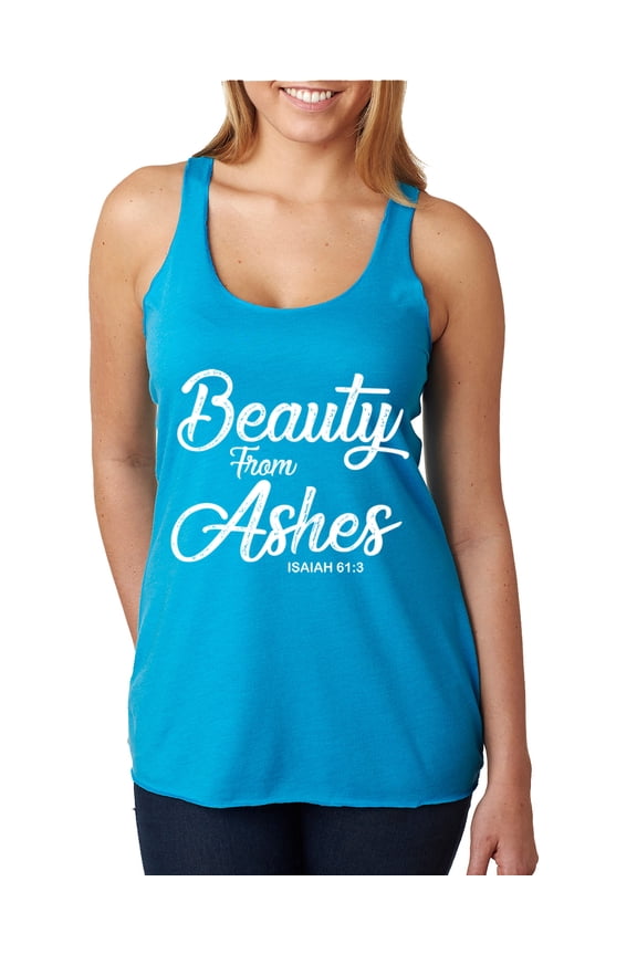 Beauty From Ashes Isaiah 61:3 Inspirational/Christian Women Tri-Blend Racerback Tank Top, Vintage Turquoise, X-Large