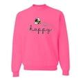 thumbnail image 1 of Wild Bobby, Bee Happy Motivational Inspirational Teachers, Pop Culture, Unisex Crewneck Graphic Sweatshirt, Neon Pink, X-Large, 1 of 4