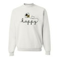 thumbnail image 1 of Wild Bobby, Bee Happy Motivational Inspirational Teachers, Pop Culture, Unisex Crewneck Graphic Sweatshirt, White, XX-Large, 1 of 4