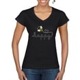 thumbnail image 1 of Wild Bobby, Bee Happy Motivational Inspirational Teachers, Pop Culture, Women Standard V-Neck Tee, Black, Small, 1 of 4