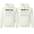 thumbnail image 1 of Wild Bobby, Behind Every Great Man There's A Great Woman His and Hers Matching Couples Hoodies, White, Mens 3XL-Womens XL, 1 of 3