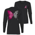thumbnail image 1 of Wild Bobby Being Strong Is The Only Option We Have Butterfly Breast Cancer Awareness Front and Back Womens Graphic Long Sleeve T-Shirt, Black, Small, 1 of 5
