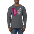 thumbnail image 1 of Wild Bobby Being Strong Is The Only Option We Have Butterfly Breast Cancer Awareness Men Long Sleeve Shirt, Charcoal, Small, 1 of 6