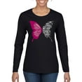 thumbnail image 1 of Wild Bobby Being Strong Is The Only Option We Have Butterfly Breast Cancer Awareness Women Graphic Long Sleeve Tee, Black, Small, 1 of 6