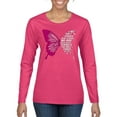 thumbnail image 1 of Wild Bobby Being Strong Is The Only Option We Have Butterfly Breast Cancer Awareness Women Graphic Long Sleeve Tee, Fuschia, XX-Large, 1 of 6