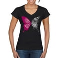 thumbnail image 1 of Wild Bobby Being Strong Is The Only Option We Have Butterfly Breast Cancer Awareness Women Standard V-Neck Tee, Black, Small, 1 of 6