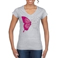 thumbnail image 1 of Wild Bobby Being Strong Is The Only Option We Have Butterfly Breast Cancer Awareness Women Standard V-Neck Tee, Heather Grey, Large, 1 of 6