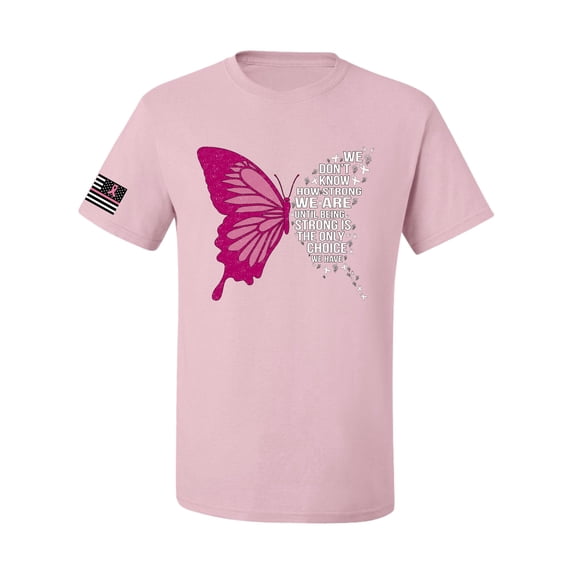 Wild Bobby Being Strong Is The Only Option We Have Butterfly US Flag Breast Cancer Awareness Men Tee, Light Pink, Small
