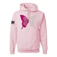 thumbnail image 1 of Wild Bobby Being Strong Is The Only Option We Have Butterfly US Flag Breast Cancer Awareness Unisex Hoodie Sweatshirt, Light Pink, Medium, 1 of 5