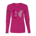 thumbnail image 1 of Wild Bobby Being Strong Is The Only Option We Have Butterfly US Flag Breast Cancer Awareness Women Graphic Long Sleeve Tee, Fuschia, Small, 1 of 5