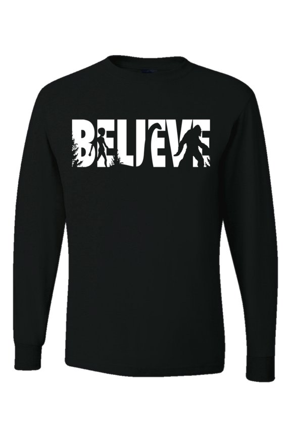 Believe Bigfoot Aliens Men Long Sleeve Shirt