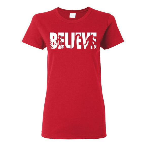 Wild Bobby Believe Bigfoot Aliens Women Graphic Tee