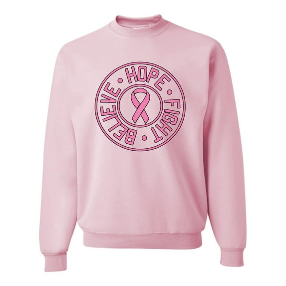 Wild Bobby, Believe Hope Awareness Unisex Crewneck Graphic Sweatshirt, Light Pink, 2XL