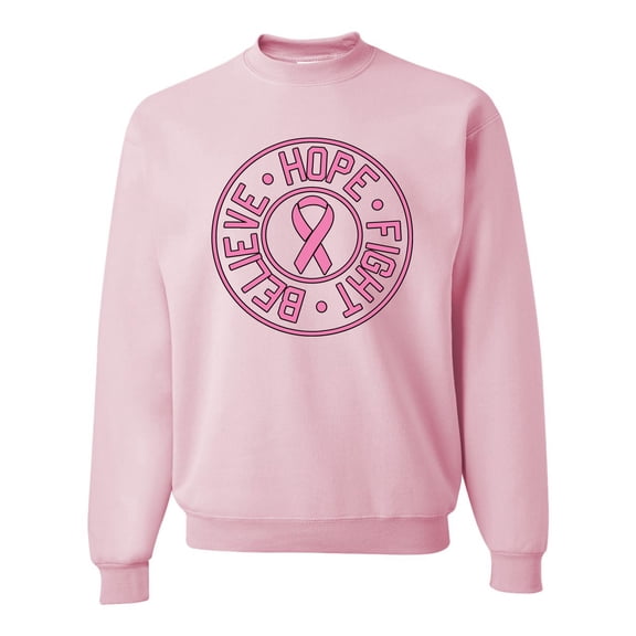 Wild Bobby, Believe Hope Awareness Unisex Crewneck Graphic Sweatshirt, Light Pink, X-Large