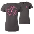 thumbnail image 1 of Wild Bobby, Believe Hope Fight, Breast Cancer Awareness, Front and Back Women Graphic Tee, Charcoal, XX-Large, 1 of 4