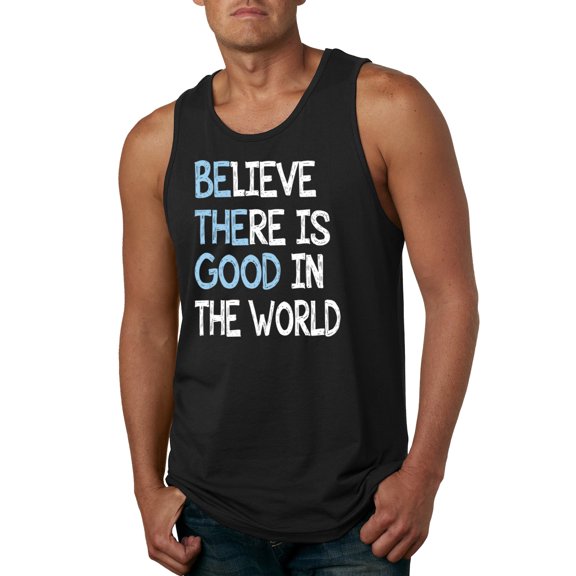 Wild Bobby, Believe There is Good in the World Positive Message, Inspirational/Christian, Men Graphic Tank Top, Black, Small