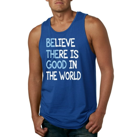 Wild Bobby, Believe There is Good in the World Positive Message, Inspirational/Christian, Men Graphic Tank Top, Royal, 2XL