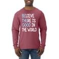 thumbnail image 1 of Wild Bobby, Believe There is Good in the World Positive Message, Inspirational/Christian, Men Long Sleeve Shirt, Vintage Heather Red, Large, 1 of 3