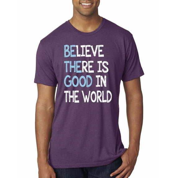 Wild Bobby, Believe There is Good in the World Positive Message, Inspirational/Christian, Men Premium Tri Blend Tee, Vintage Purple, Medium