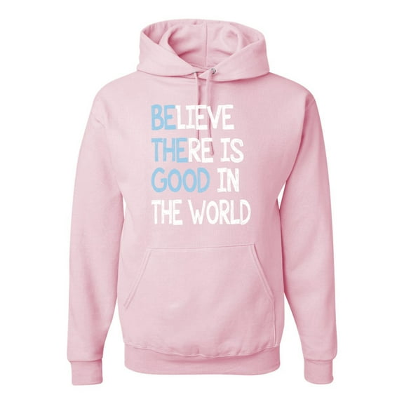 Wild Bobby, Believe There is Good in the World Positive Message Inspirational/Christian Unisex Graphic Hoodie Sweatshirt, Light Pink, 2XL