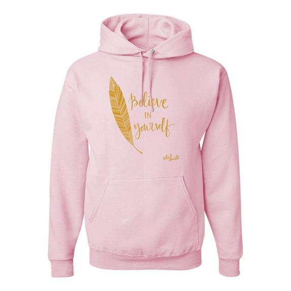 Wild Bobby, Believe in Yourself Insirational and Movtivational Quote Inspirational/Christian Unisex Graphic Hoodie Sweatshirt, Light Pink, 2XL