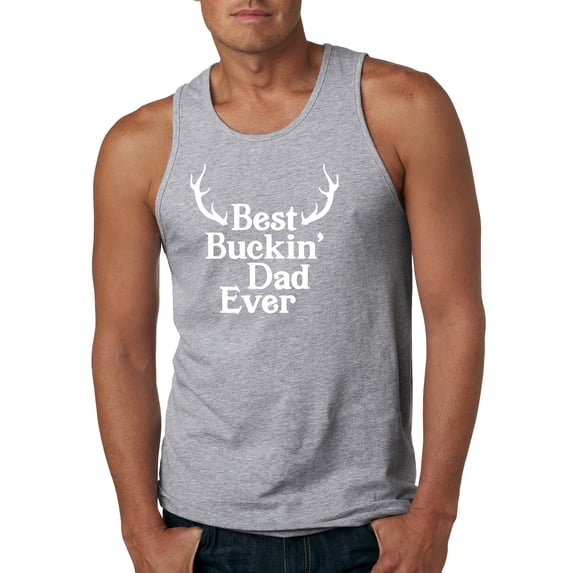 Wild Bobby, Best Buckin Dad Ever Funny Hunting, Father's Day, Men Graphic Tank Top, Heather Grey, 3XL