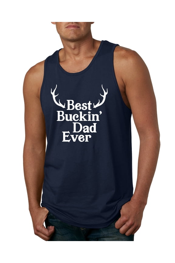 , Best Buckin Dad Ever Funny Hunting, Father's Day, Men Graphic Tank Top, Navy, Small