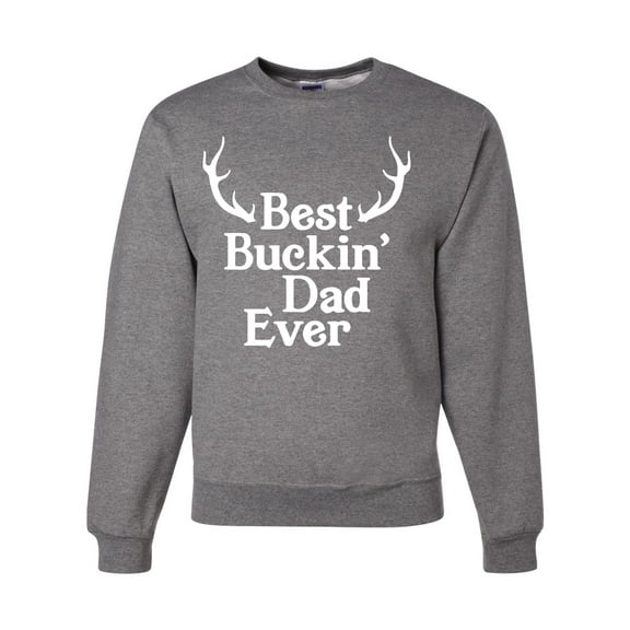 Wild Bobby, Best Buckin Dad Ever Funny Hunting, Father's Day, Unisex Crewneck Graphic Sweatshirt, Heather Grey, Medium