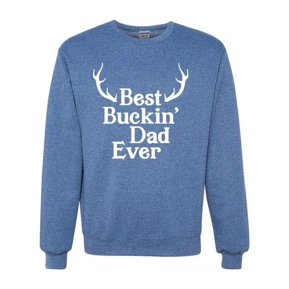 Wild Bobby, Best Buckin Dad Ever Funny Hunting, Father's Day, Unisex Crewneck Graphic Sweatshirt, Vintage Heather Blue, X-Large